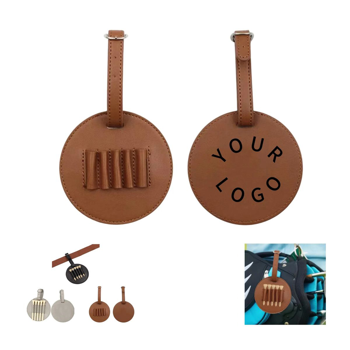 Golf Tee Organizer with PU Leather and Belt Loop 2