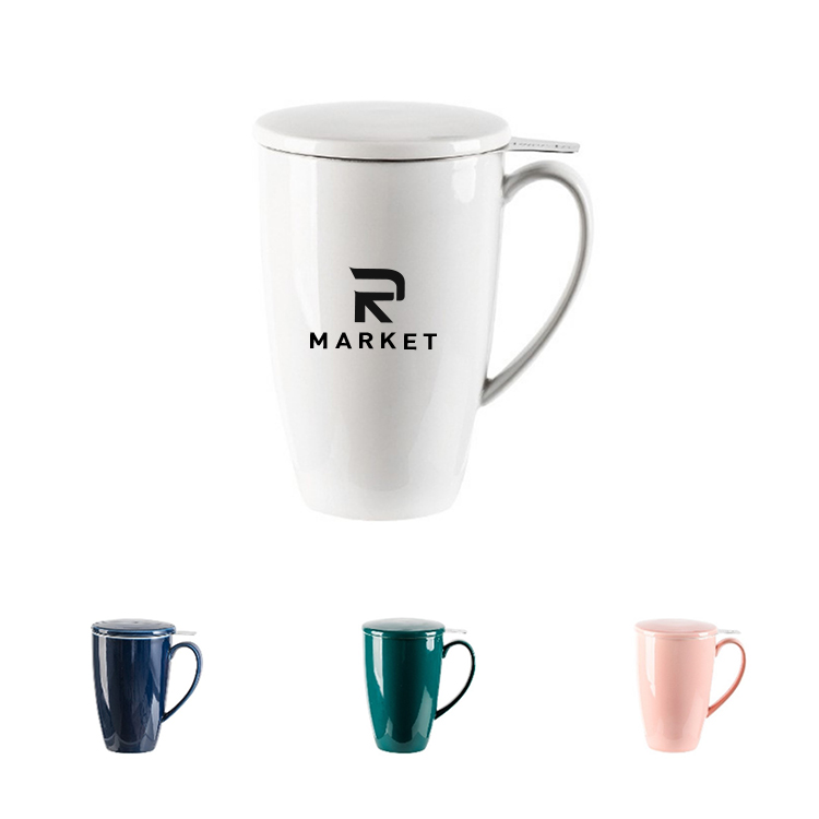 Porcelain Tea Mug with Infuser and Lid 1