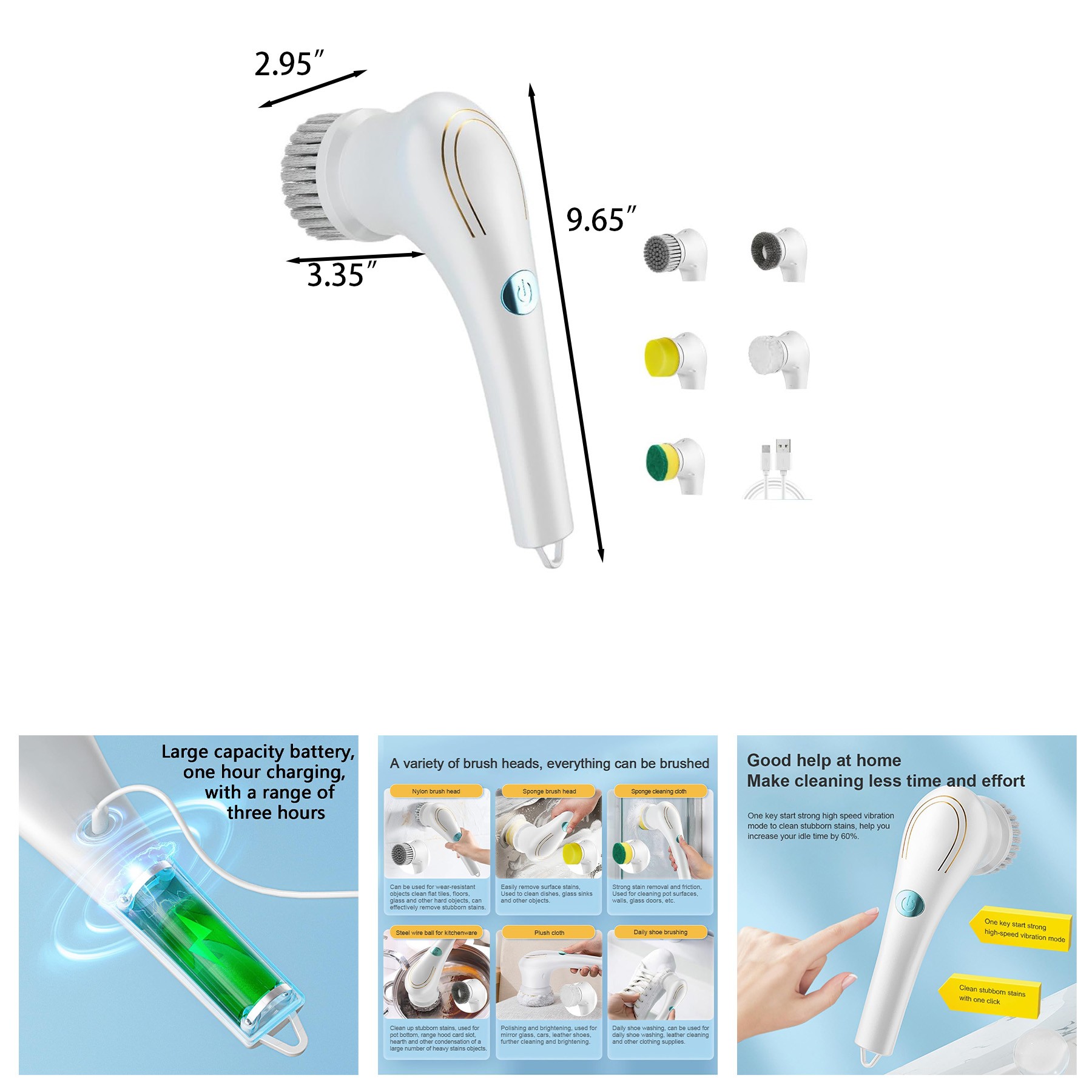 Cordless Electric Spin Cleaning Power Scrubber 1