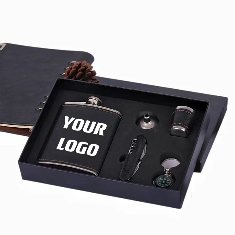 Custom 8 oz Hip Flask Gift Set With Folding Knife 10