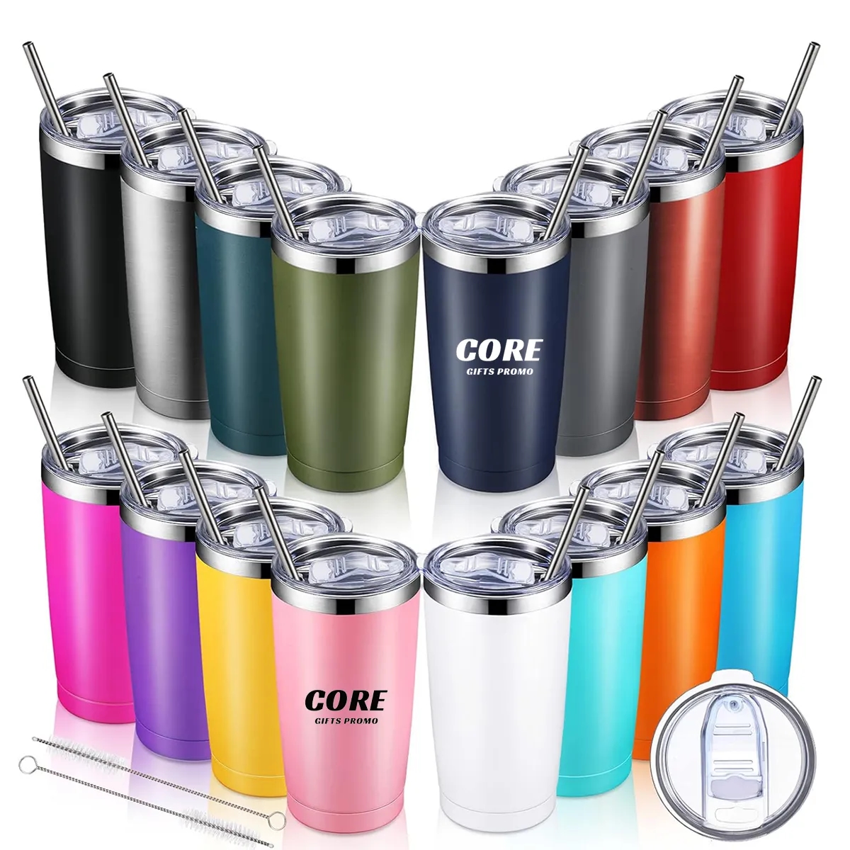 20 oz Stainless Steel Insulated Tumbler with Lid and Straw 1