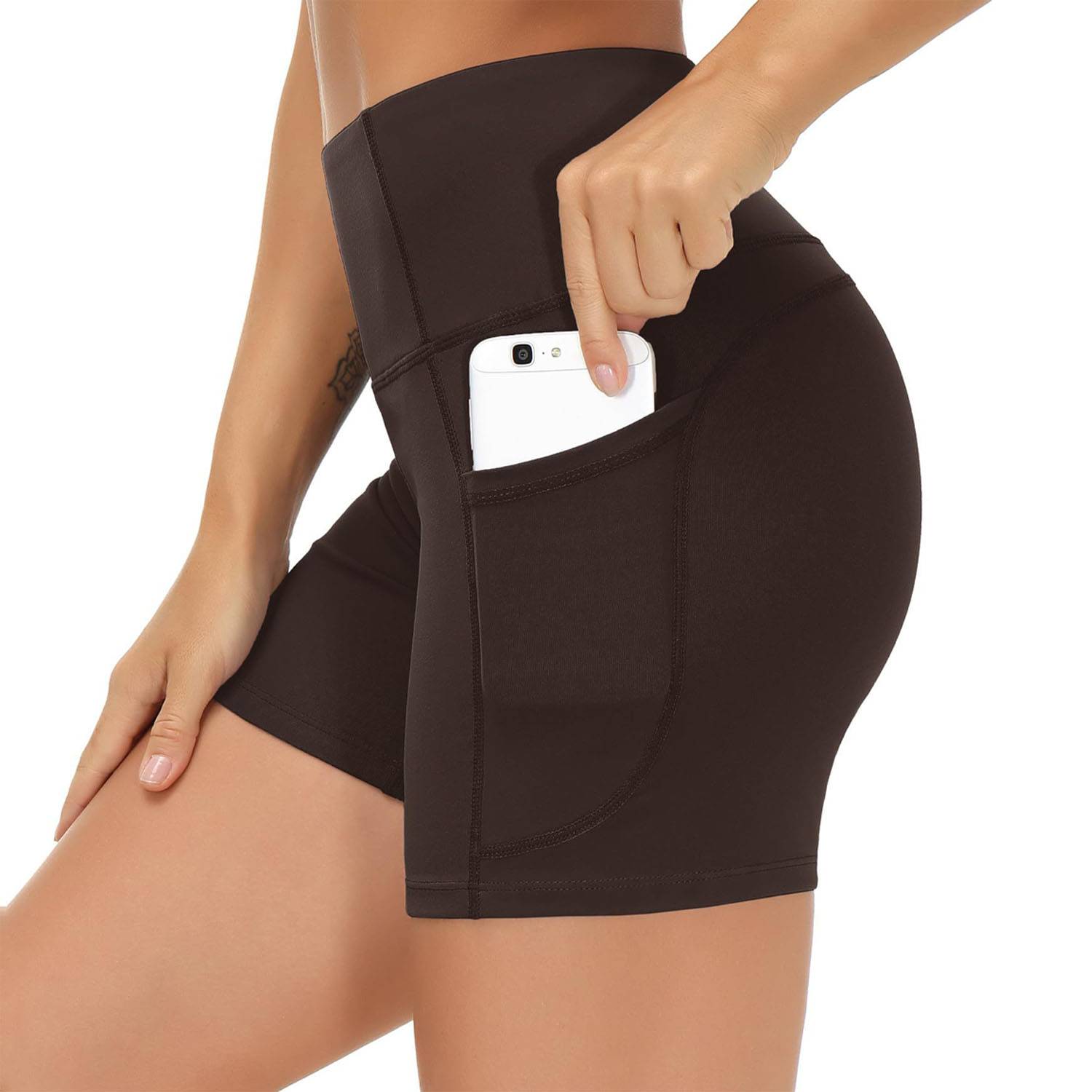 High Waist Breathable Polyester Workout Shorts w/ Pockets 13