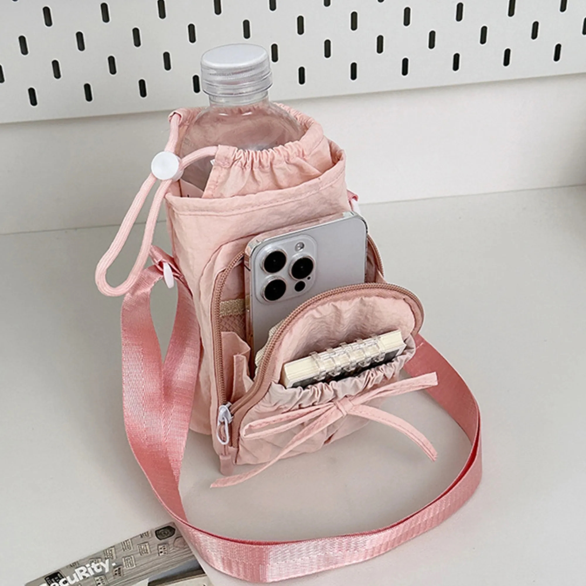 Lightweight Crossbody Bag Bottle Carries With Drawstring 5