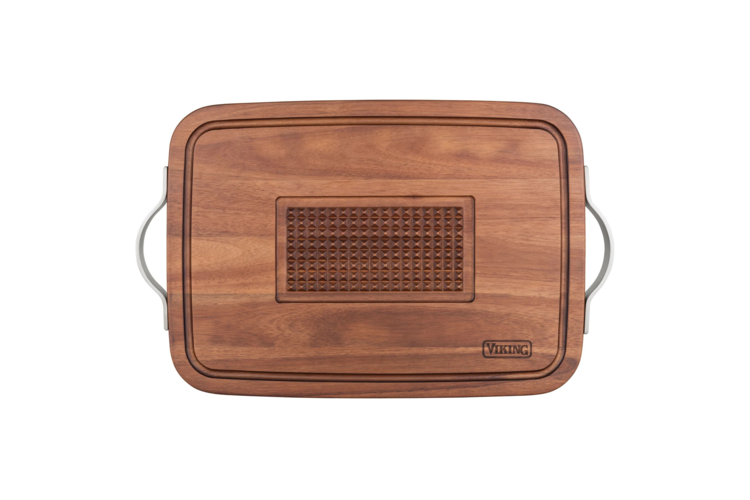 Viking Acacia Carving Board with Juice Well and Metal Handle 1