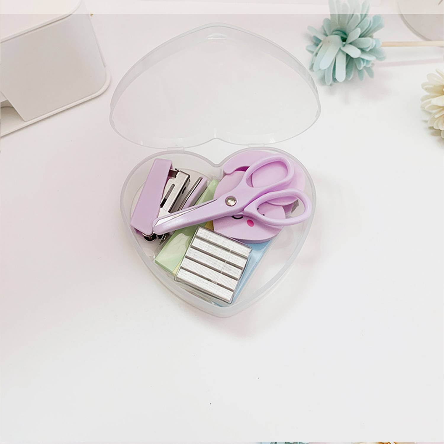 Heart Shaped Mini Multifunctional Stapler Stationery Set 4
