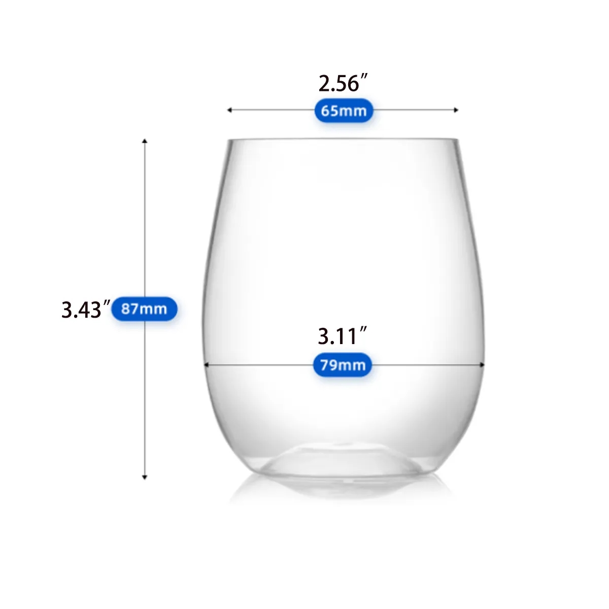 16 oz Stemless Plastic Wine Glass For Family Party 6