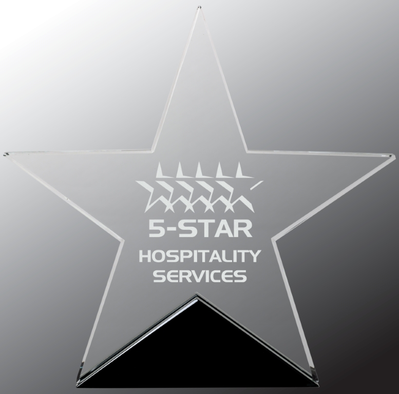6 3/4" x 6 1/2" Clear Glass Star on Black Base Award