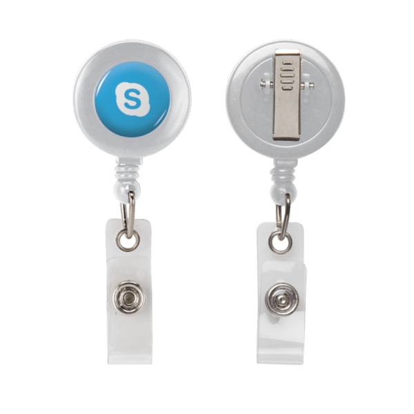 Retractable Zip Cord w/ Epoxy Dome & Vinyl Snap Attachment w/ Bulldog Clip 12