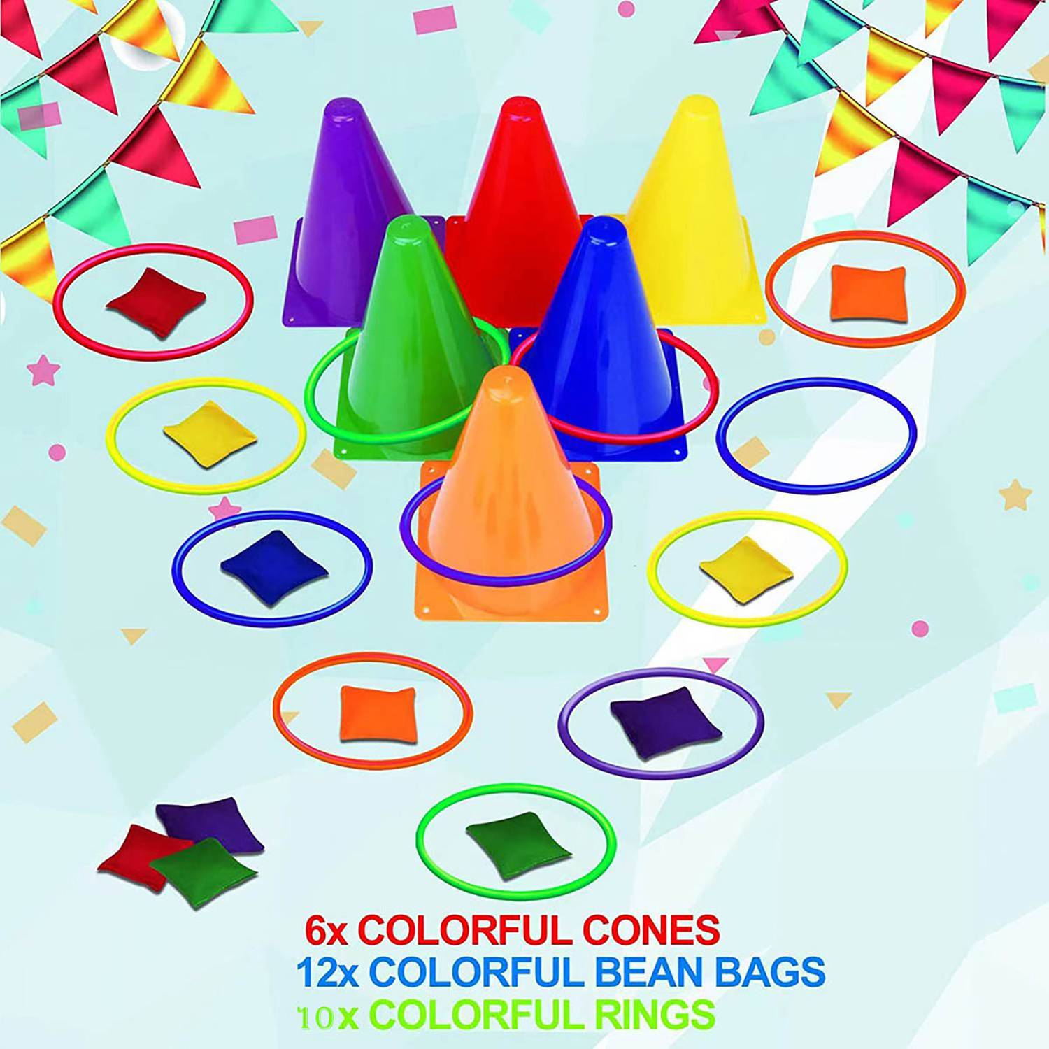 Plastic Ring Toss & Target Bucket Set 6