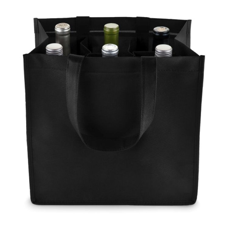 True® 6 Bottle Non-Woven Wine Tote 17