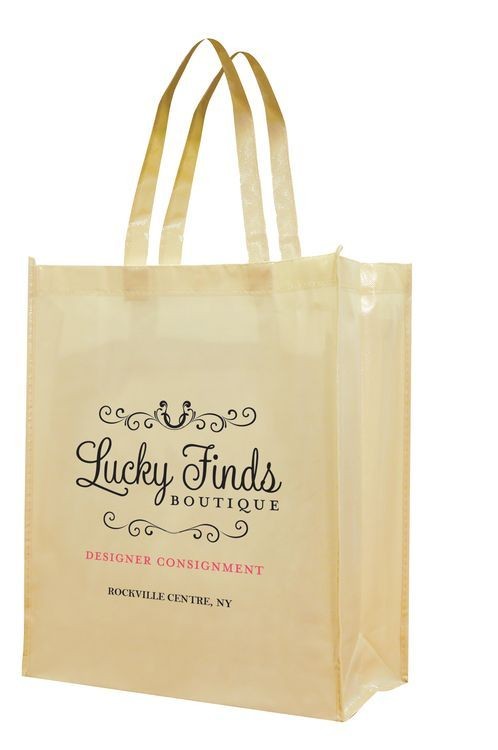 Laminated Tote Bag with Patent Finish - 12 3/4"x15 3/4"x4 3/4" 1