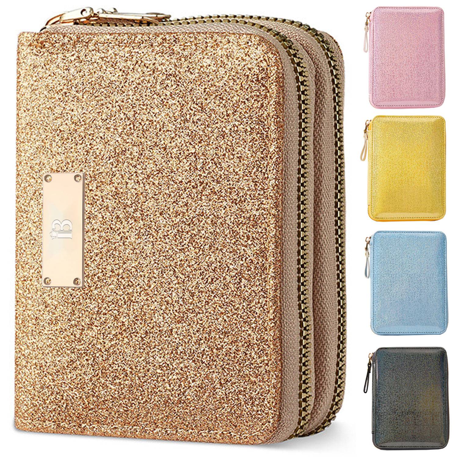 Ladies' Double Zipper Starry Sparkling Fashion Card Bag