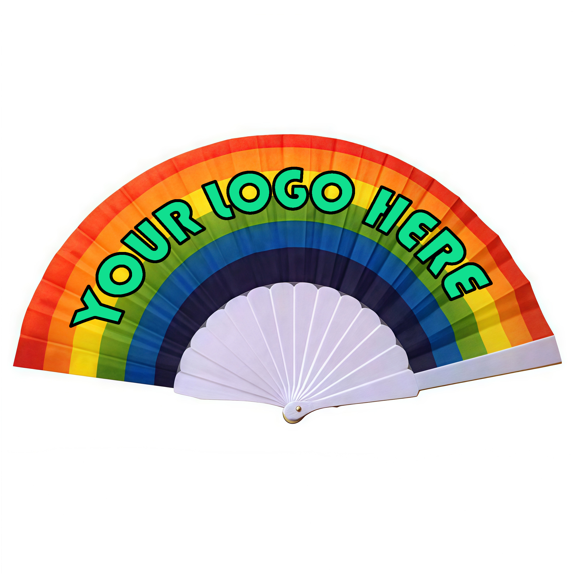 Colorful Rainbow Foldable Fan with Logo Customization 2