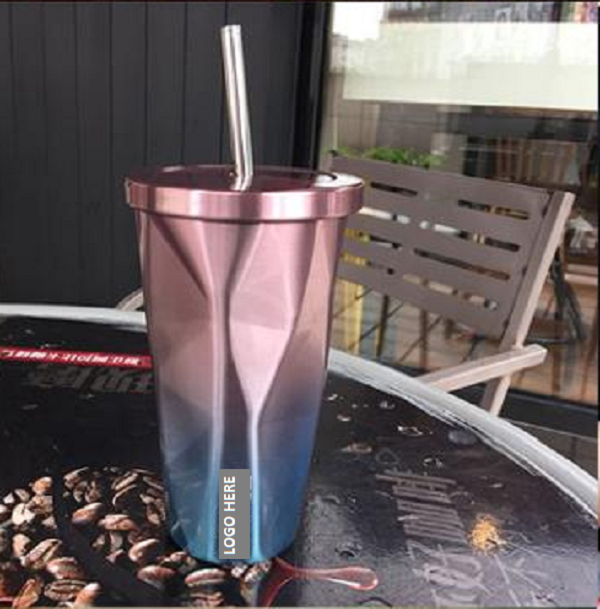 Stainless Steel Tumbler w/ SS Lid & Straw 15 oz 4