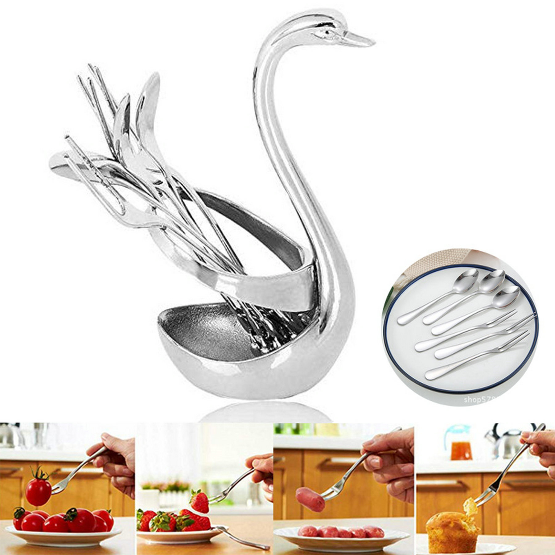 Swan Base Fruit Fork Set 2