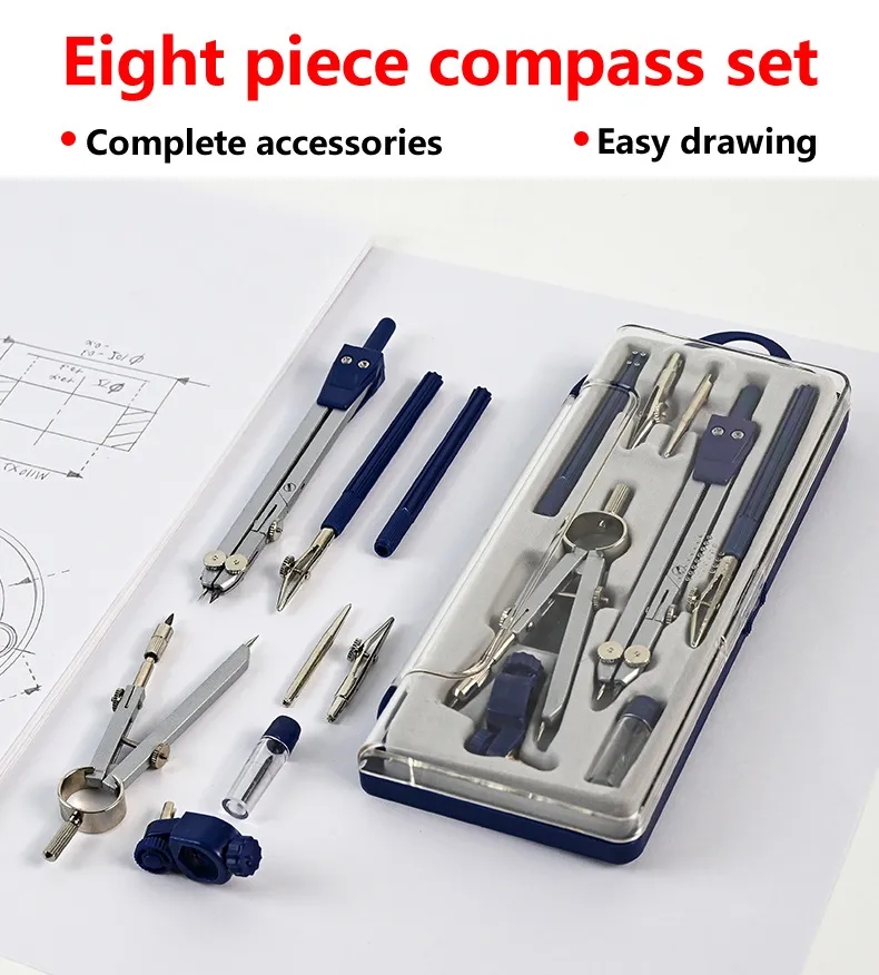 8 Piece Geometry Set for School and Office with Shatterproof Storage Box 4