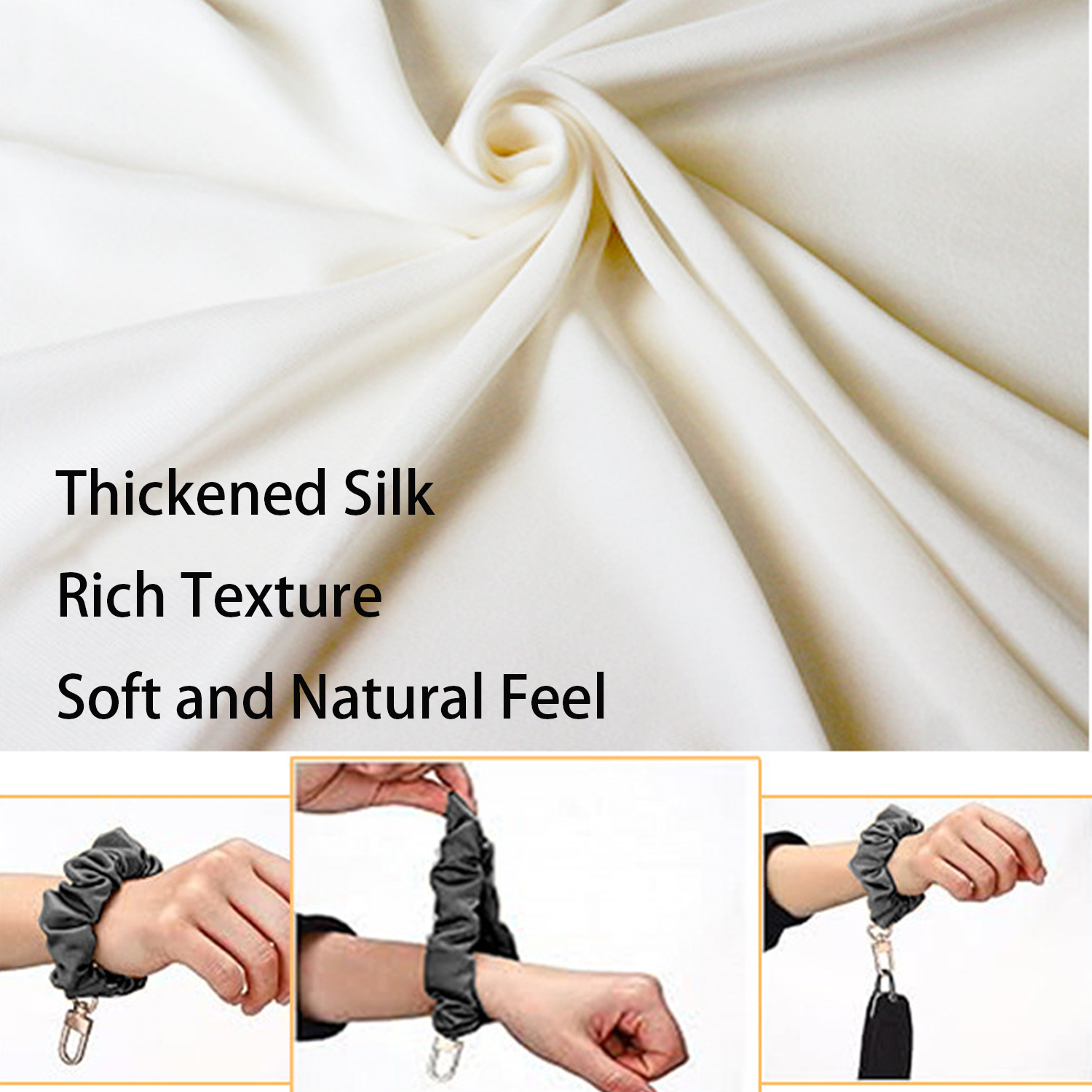 Scrunchie Keychain Wristlet Elastic Bracelet Keyring 2