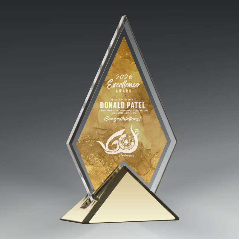 Acrylic Triangle in Metal Base 3