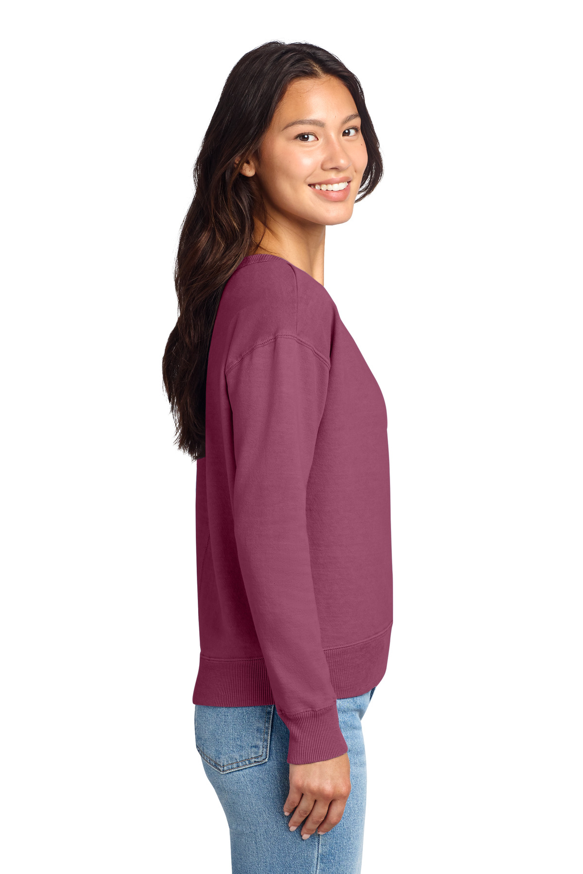 Port & Co Women's Beach Wash Garment-Dyed V-Neck Sweatshirt LPC098V 54
