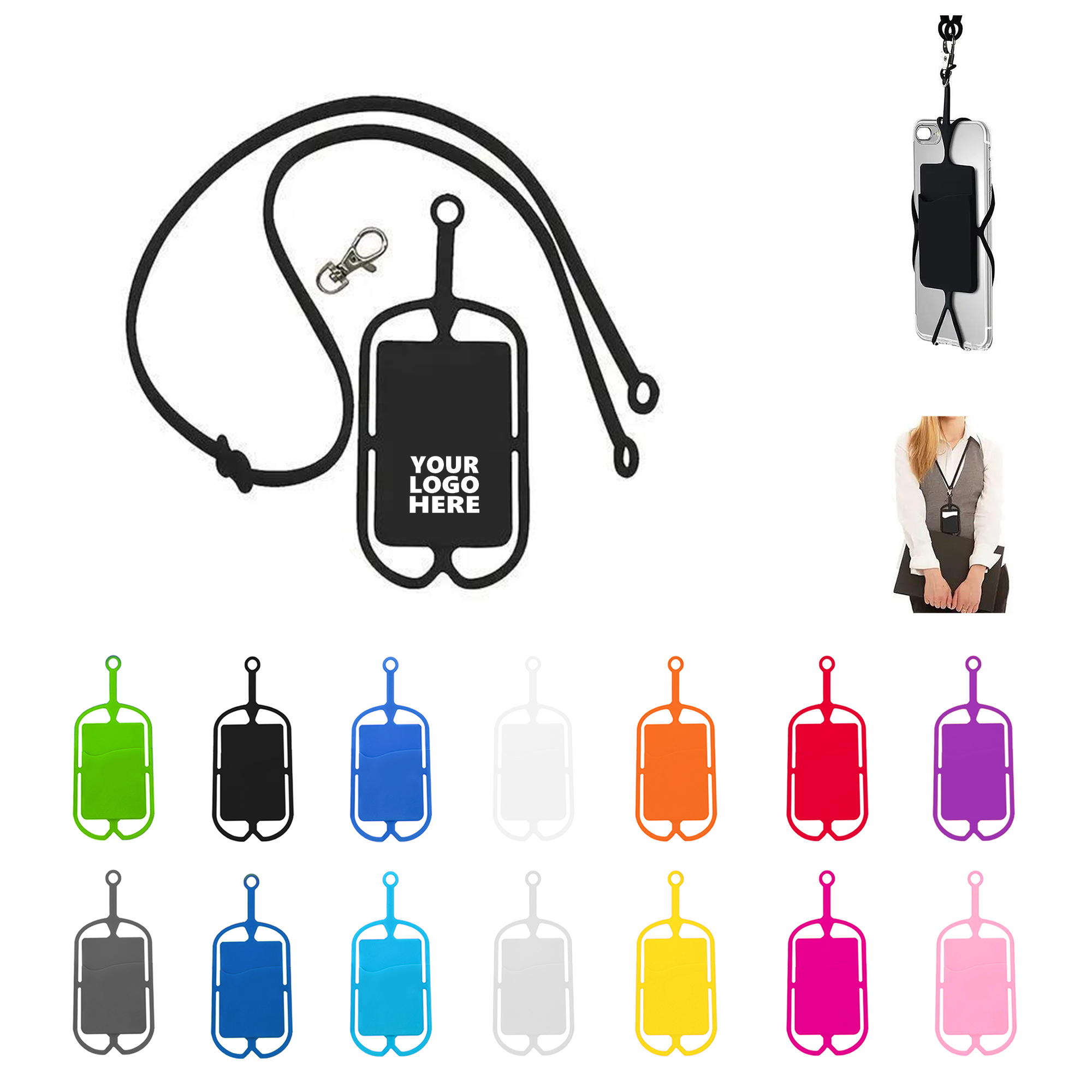 Silicone Phone Card Holder With Lanyard 4