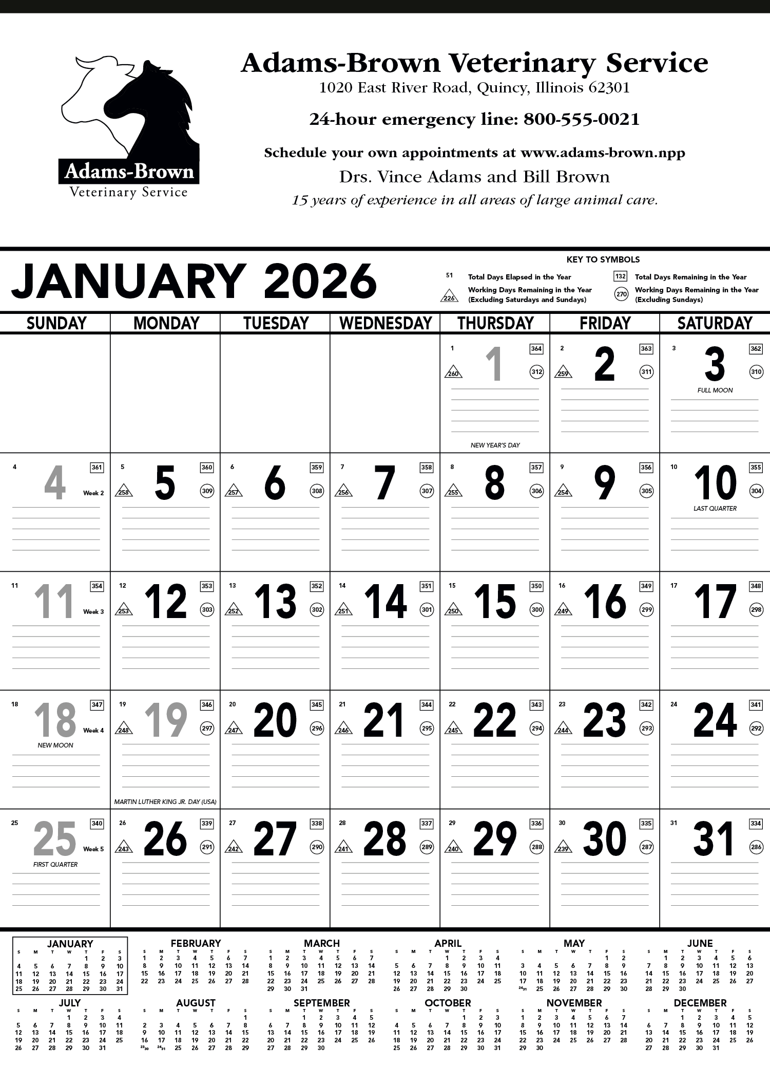Triumph® Calendars Black & White Contractor Memo Calendar 5