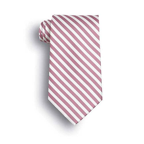 Pink/White Saville Stripe Polyester Ties 2