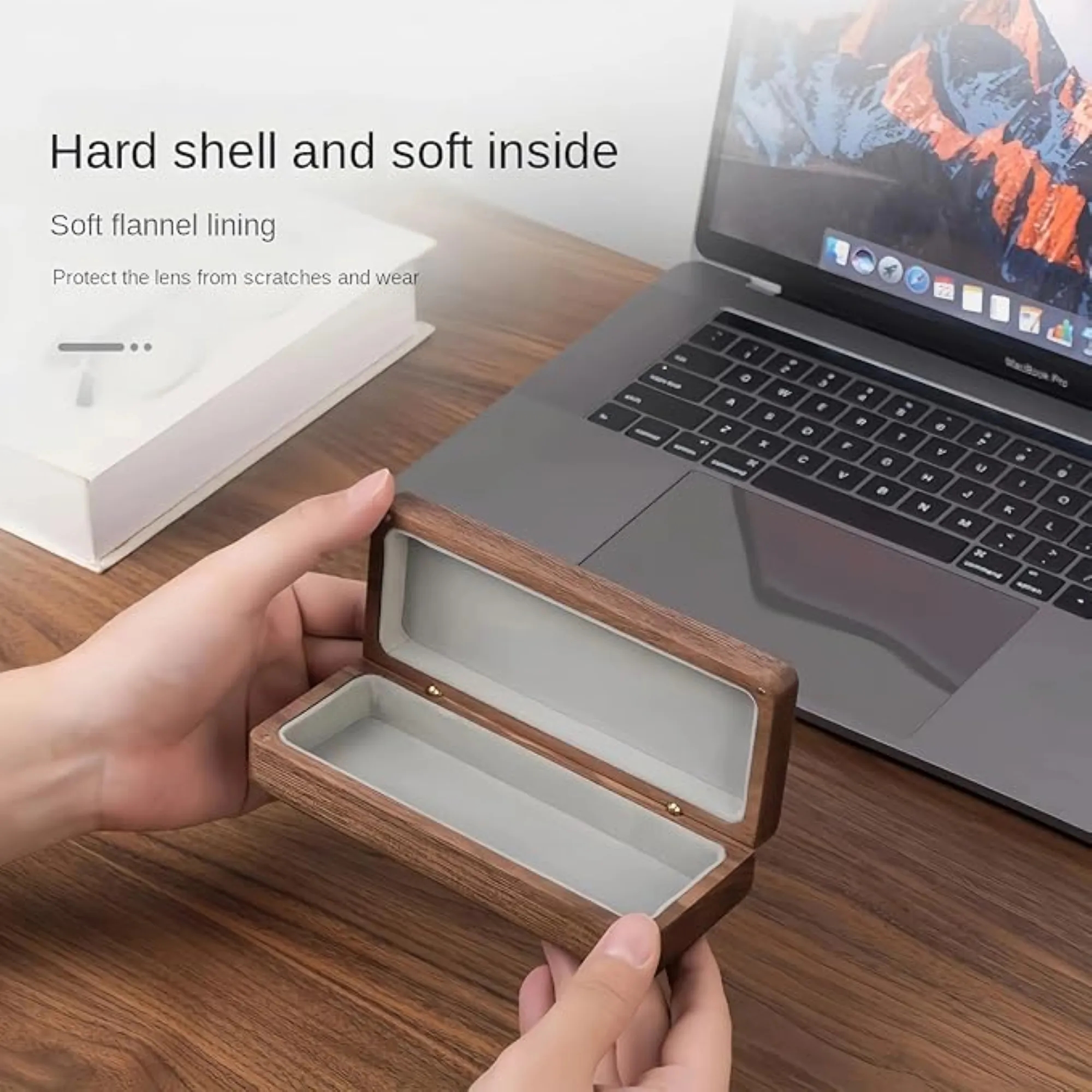 Magnetic Closure Solid Wood Glasses Case 3