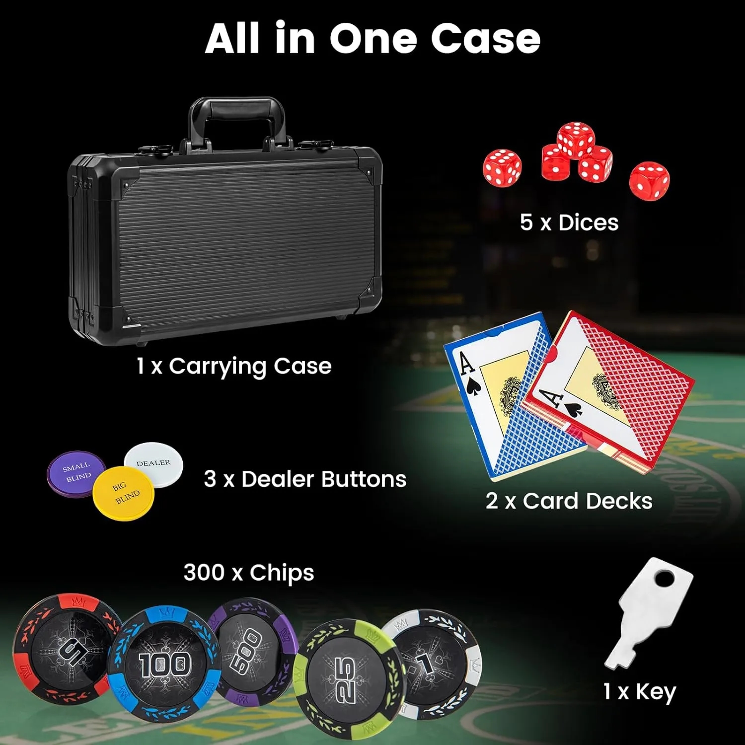 300 PCS 14 Gram Clay Poker Chips w/ Aluminum Case 6