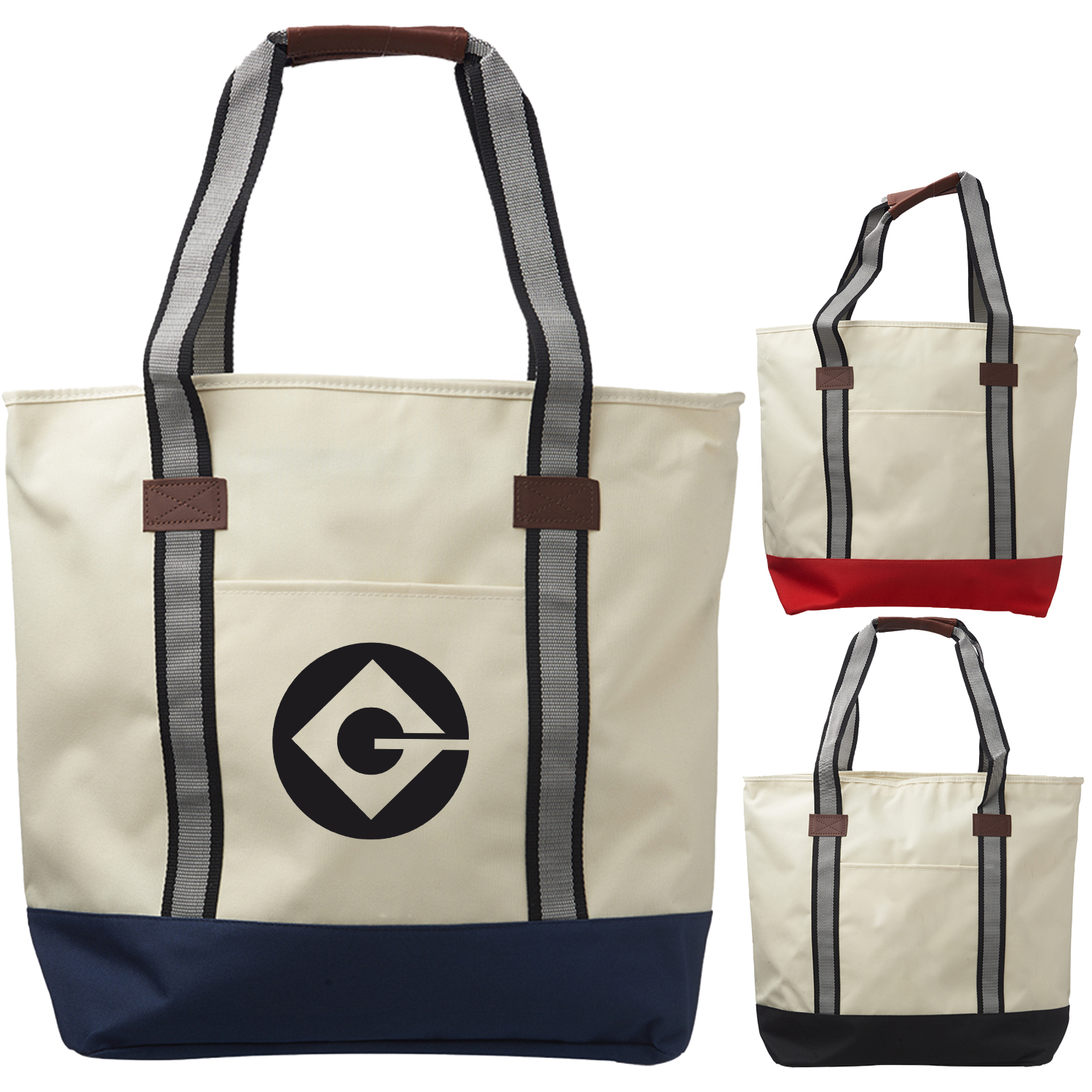 Top Zipper Closure Polyester Cotton Canvas Tote Bags 3