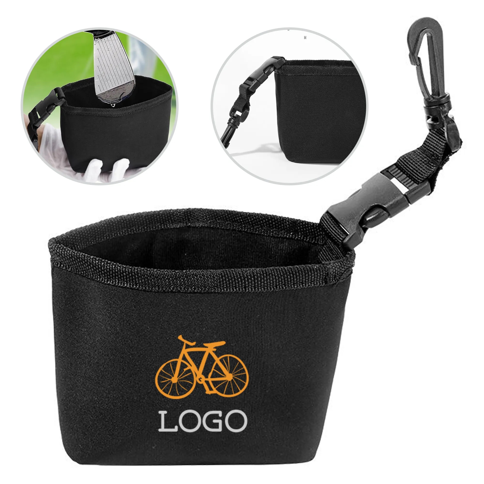 Waterproof Face Detachable Clip Golf Ball Club Cleaning Bag 1