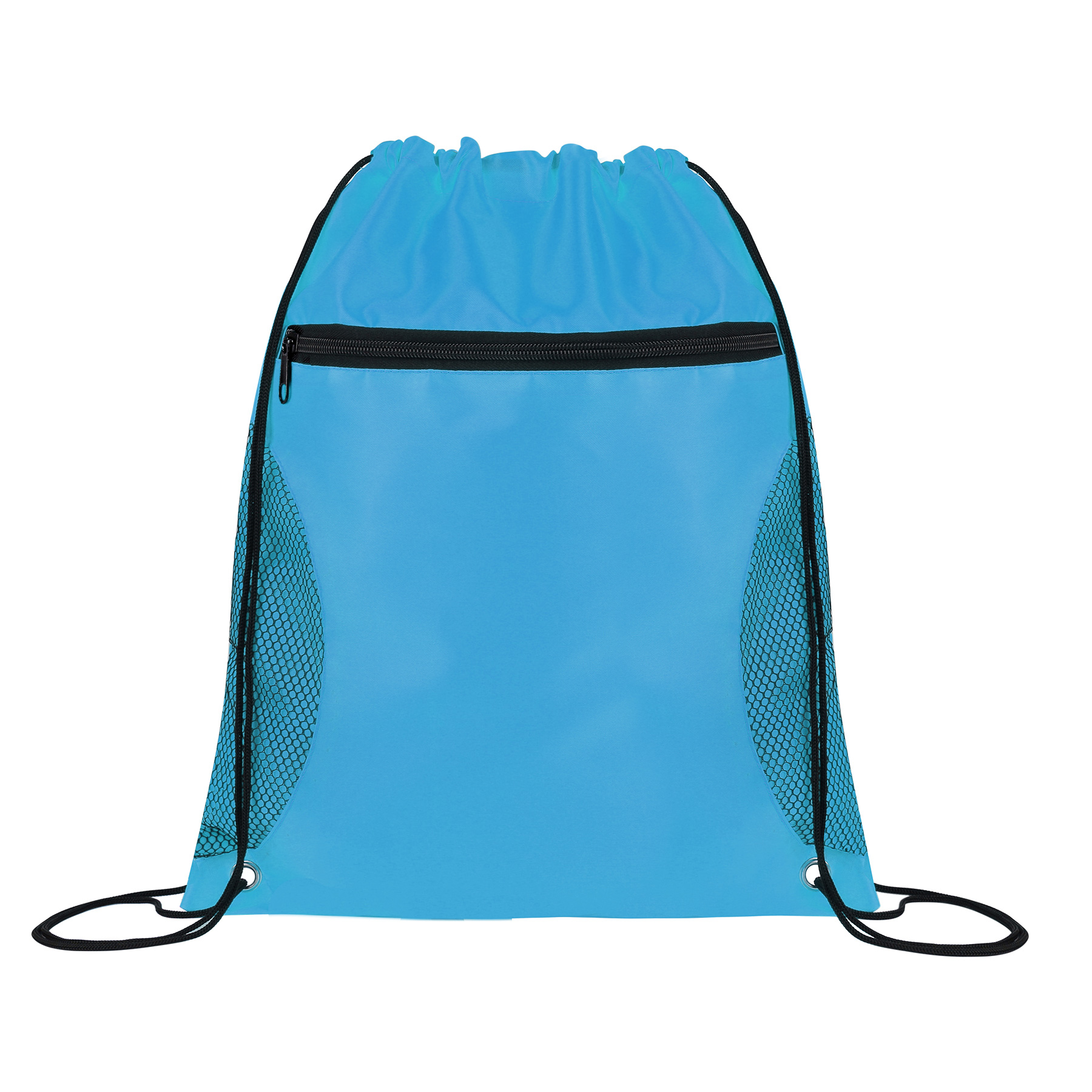 Drawstring Sports Backpack With Mesh-Sided Front Zipper Pocket 5