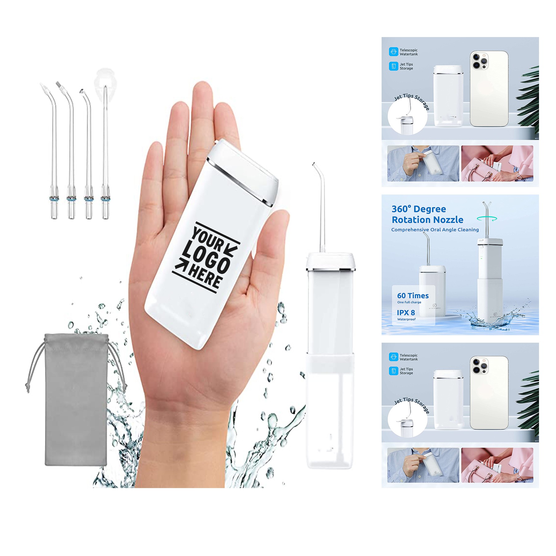 Water Flosser Mini Cordless Portable Oral Irrigator Water Teeth Cleaner Pick 2