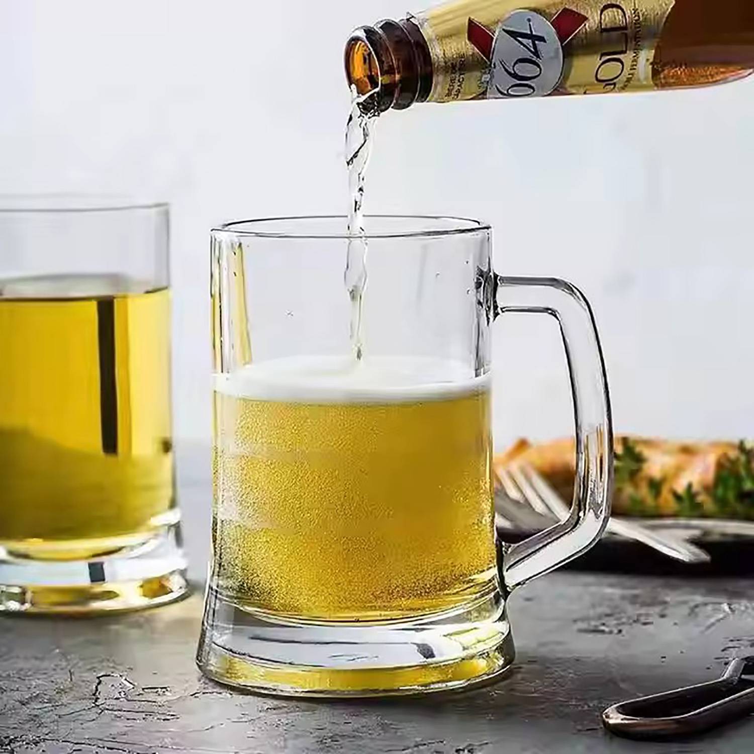 14oz Heavy Base Beer Glass Mug w/ Handle 7