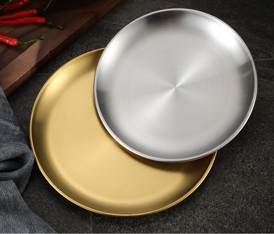 12" Stainless Steel Round Dishes Dinnerware Plate 2