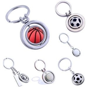 Rotating Soccer Shaped Keychains Plastic Keyring 3