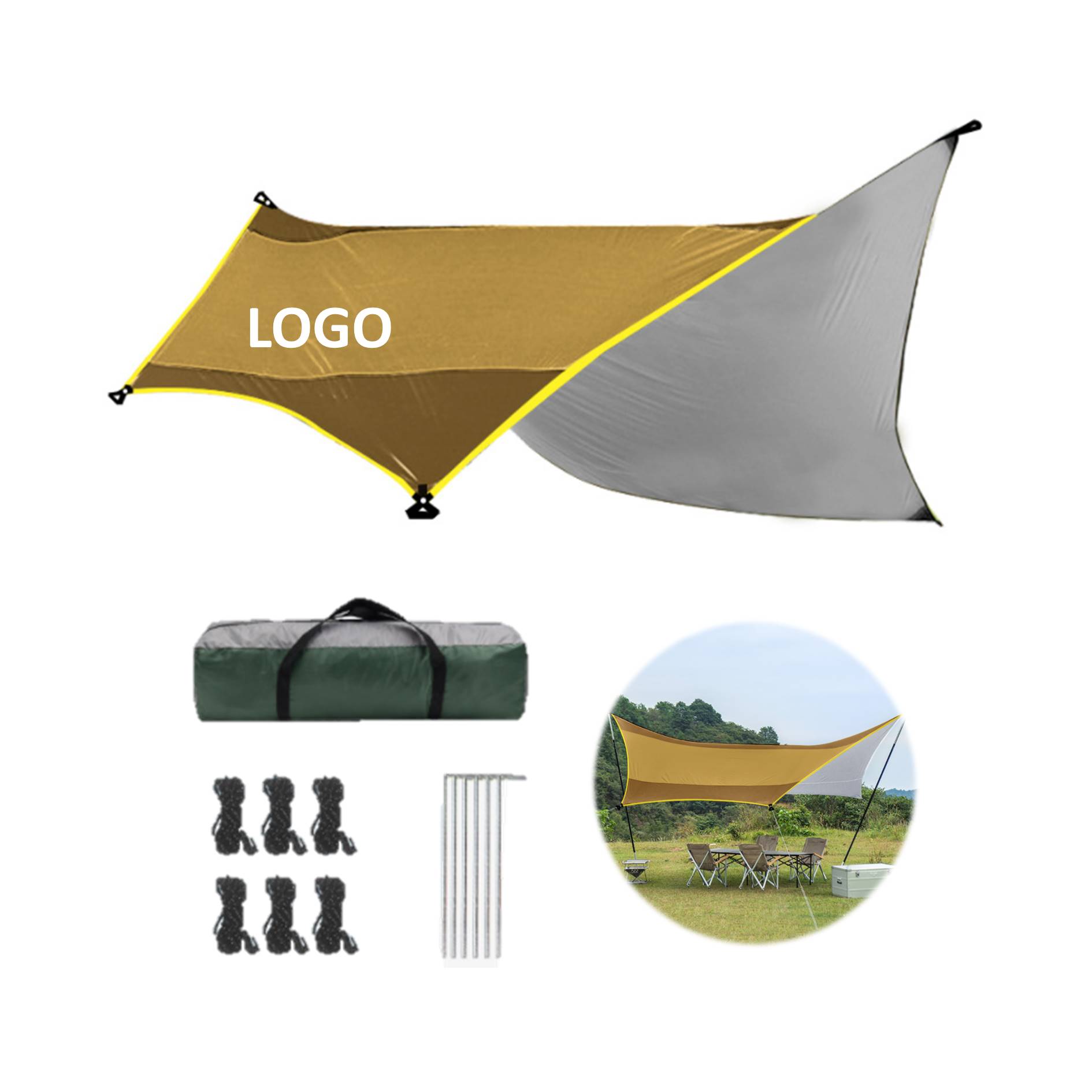 Outdoor Six-Corner Canopy Sunshade Fly Tarp 2
