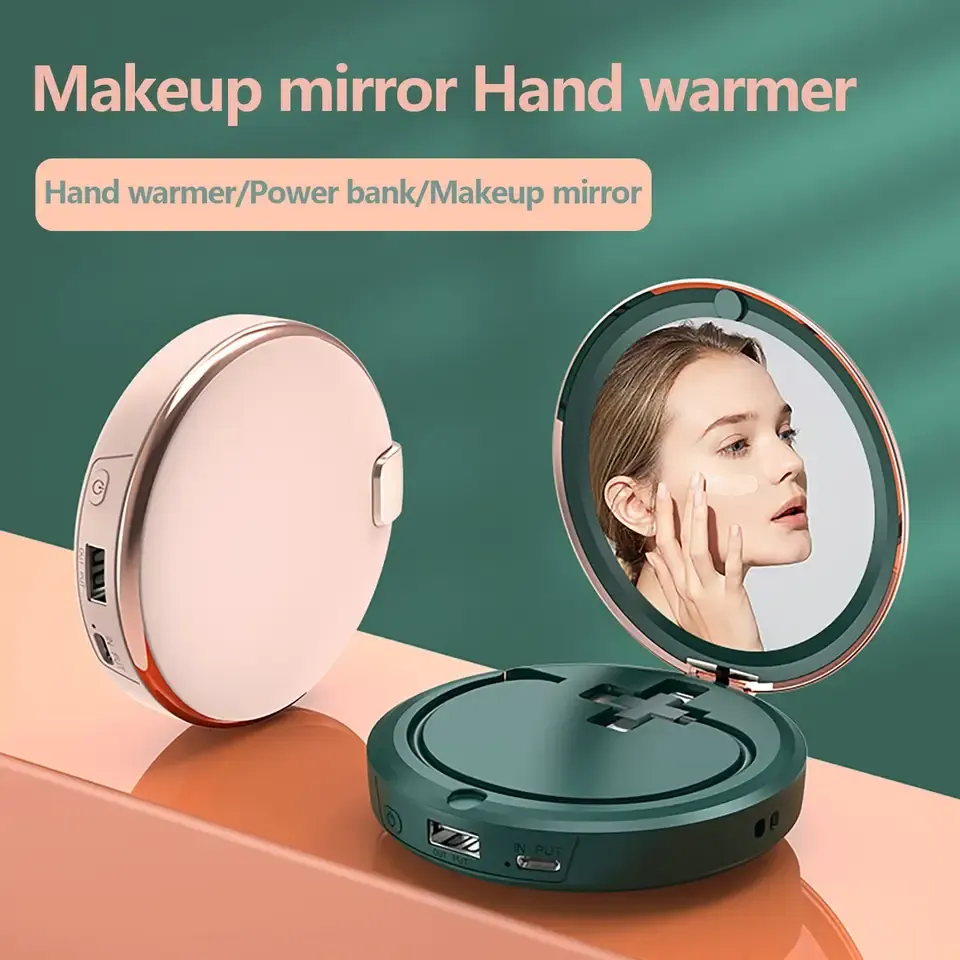 3 In 1 Portable Mirror with Hand Warmer Power Bank 5