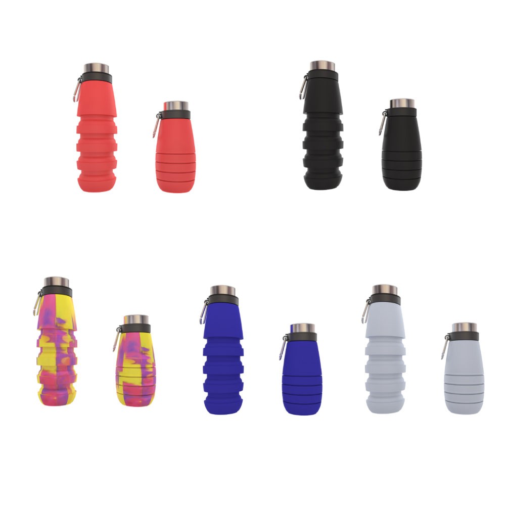 500Ml Collapsible Silicone Water Bottles With Carabiner 2