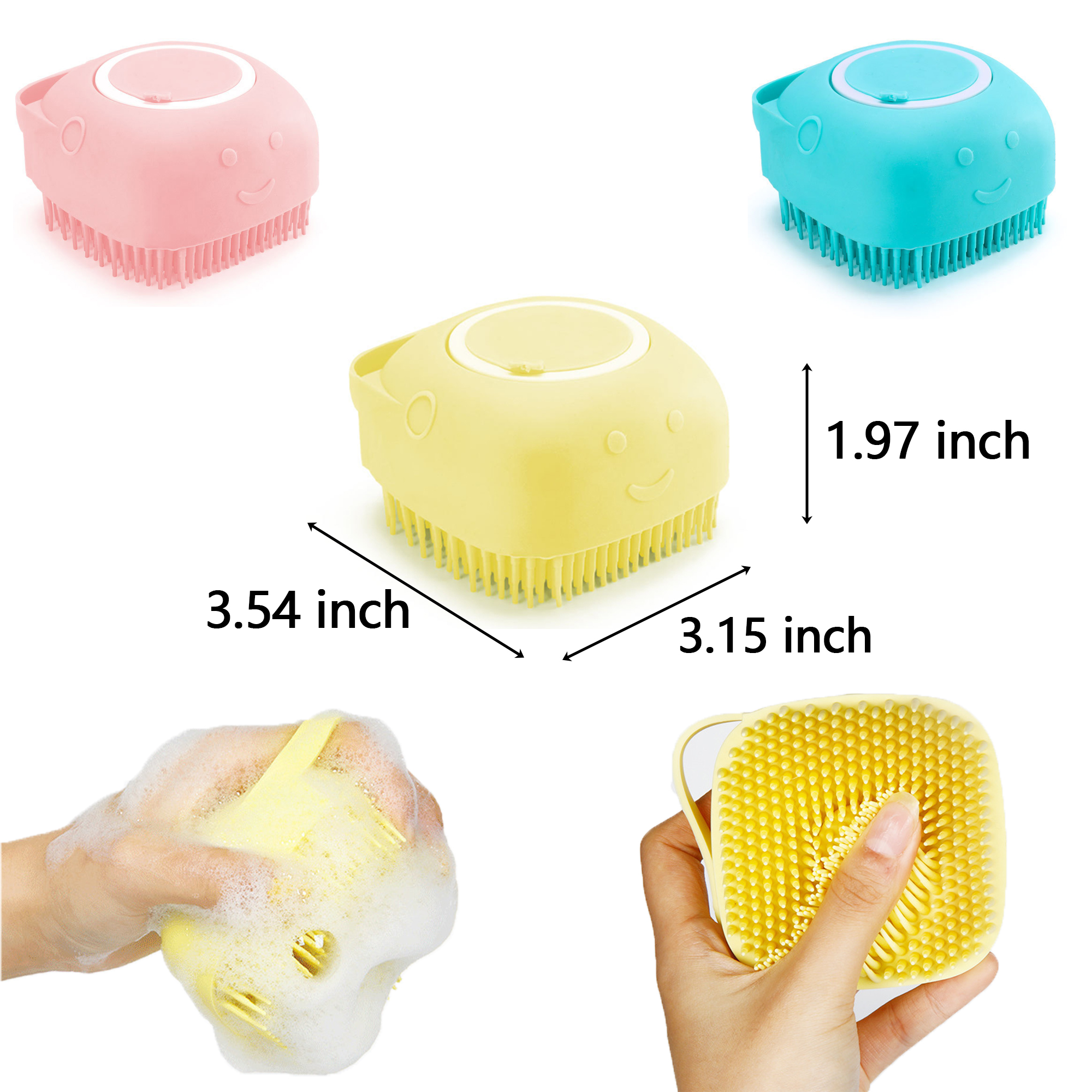 Silicone Pet Bath Massage Brush with Shampoo Dispenser 2