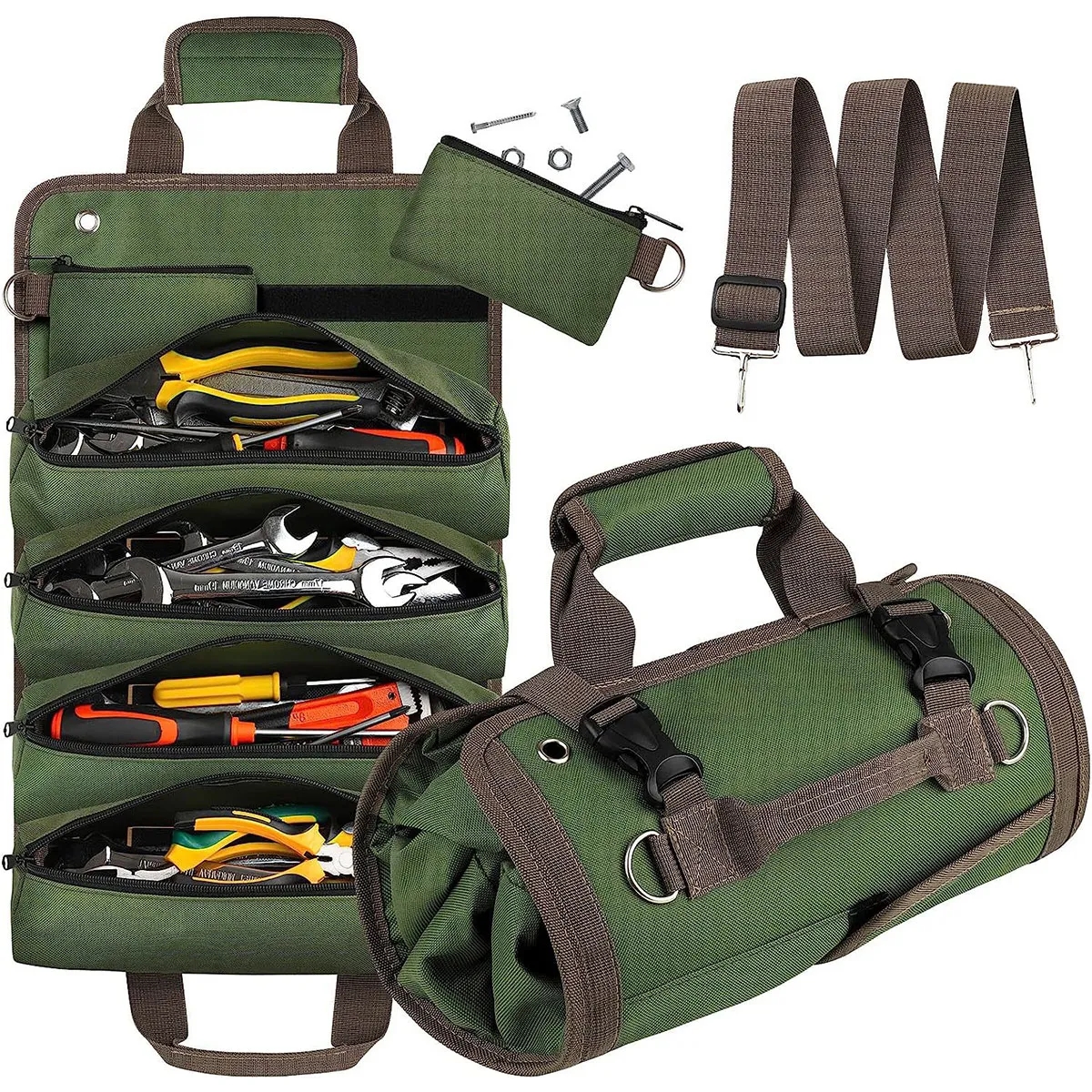 Roll Up Tool Multi-Purpose Canvas Bag Wrench Pouch Organizer 4