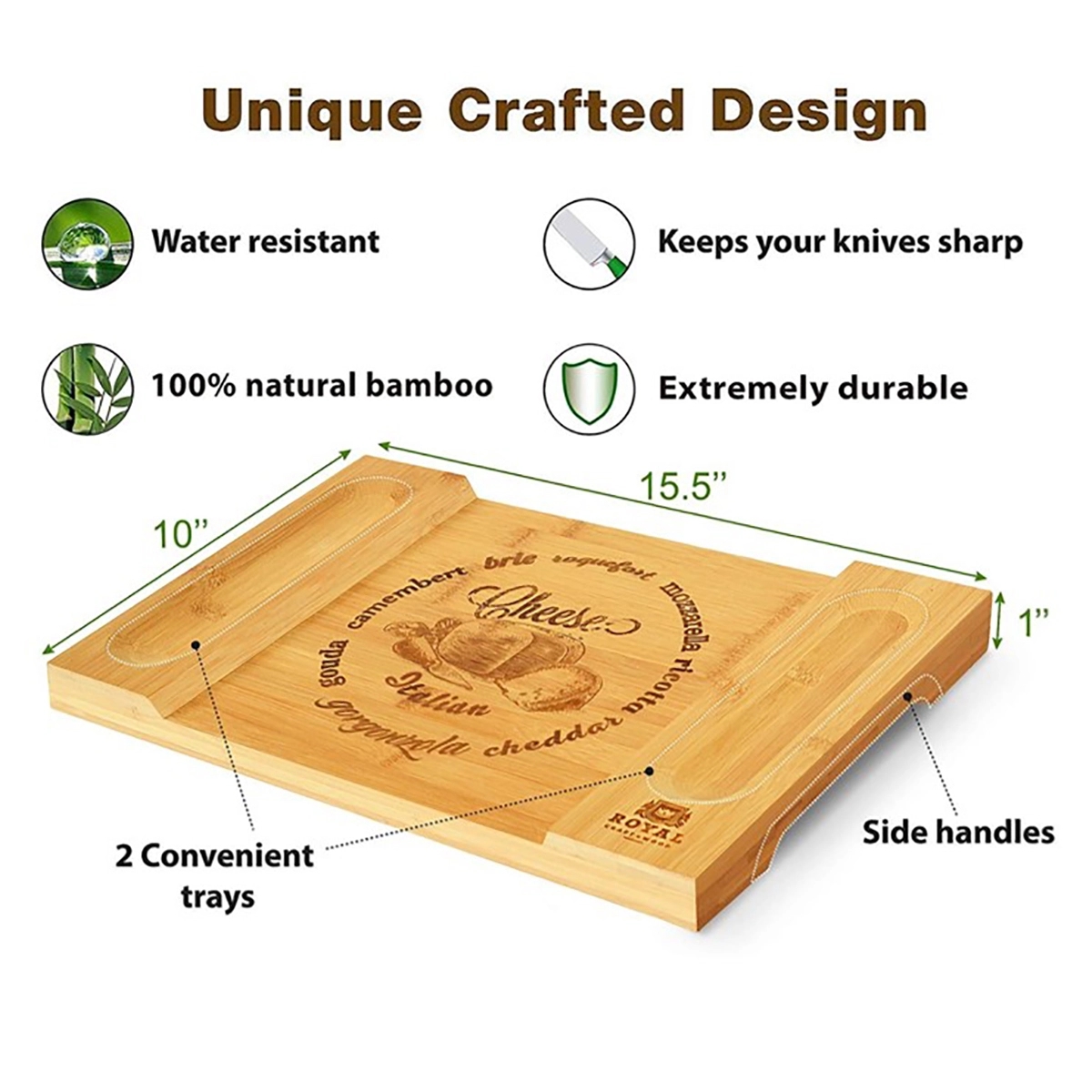 Bamboo Cheese Board Charcuterie Platter 5