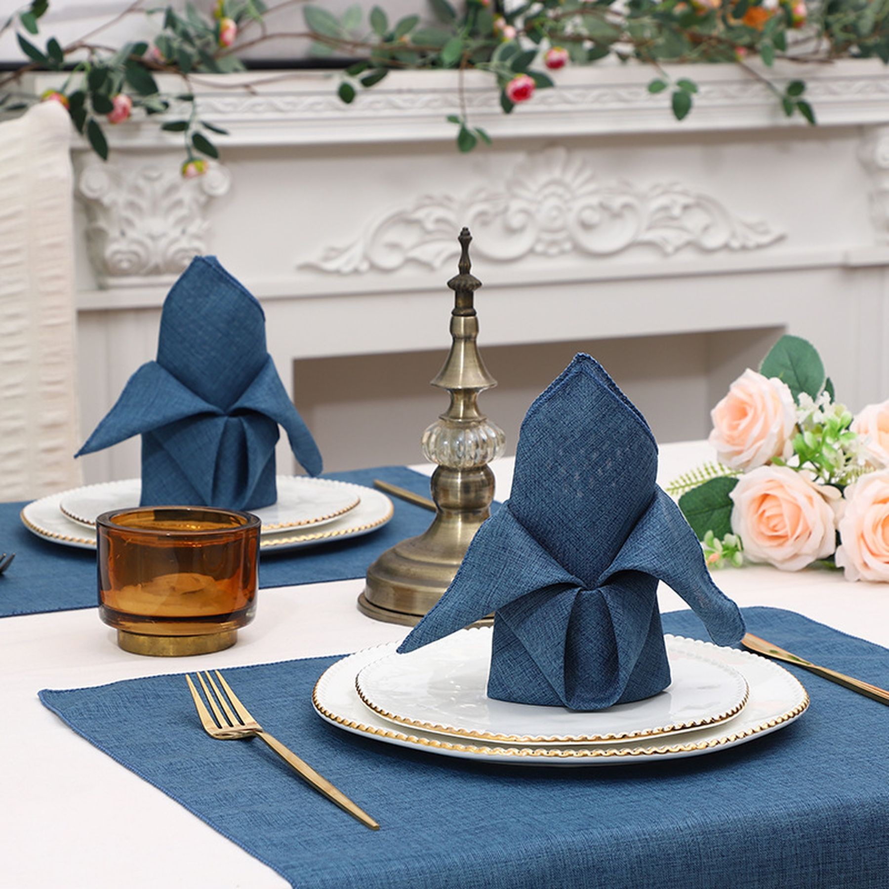 Polyester Dinner Napkins With Hemmed Edges 17