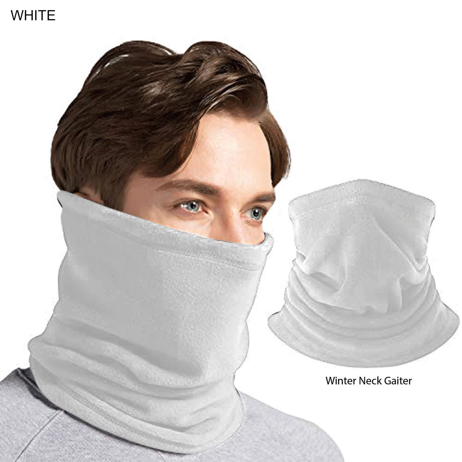 Multifunction Tubular 2-ply White WINTER Neck Gaiter (Polyester Microfleece), Blank Only 5