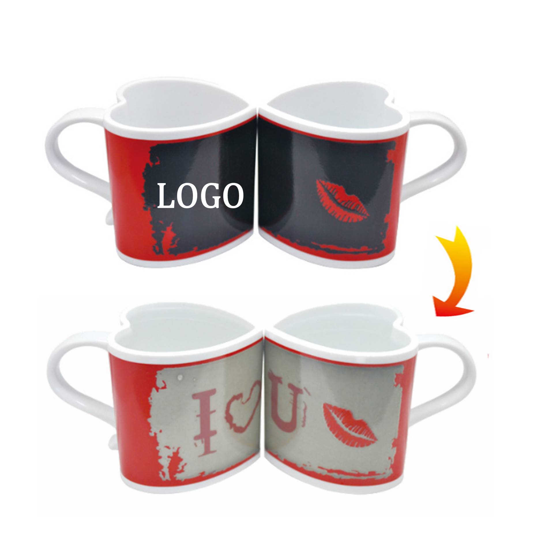 Love Heart Shaped Heat Changing Mug 2
