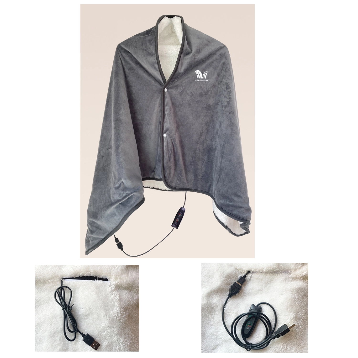 3 Heat Electric Blanket Throw Poncho Wrap 2