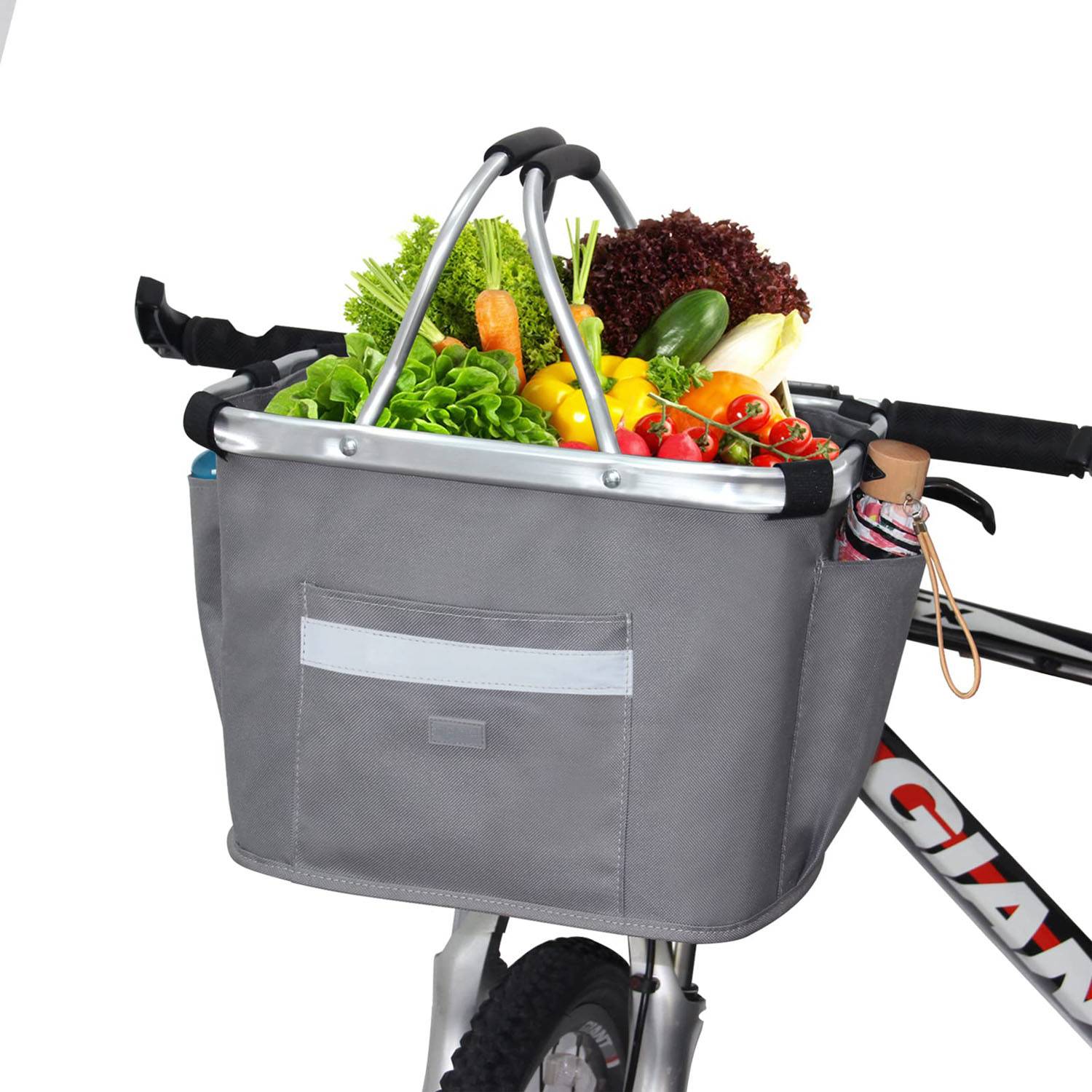 Foldable Detachable Oxford Bicycle Basket w/ Aluminum Handle 4