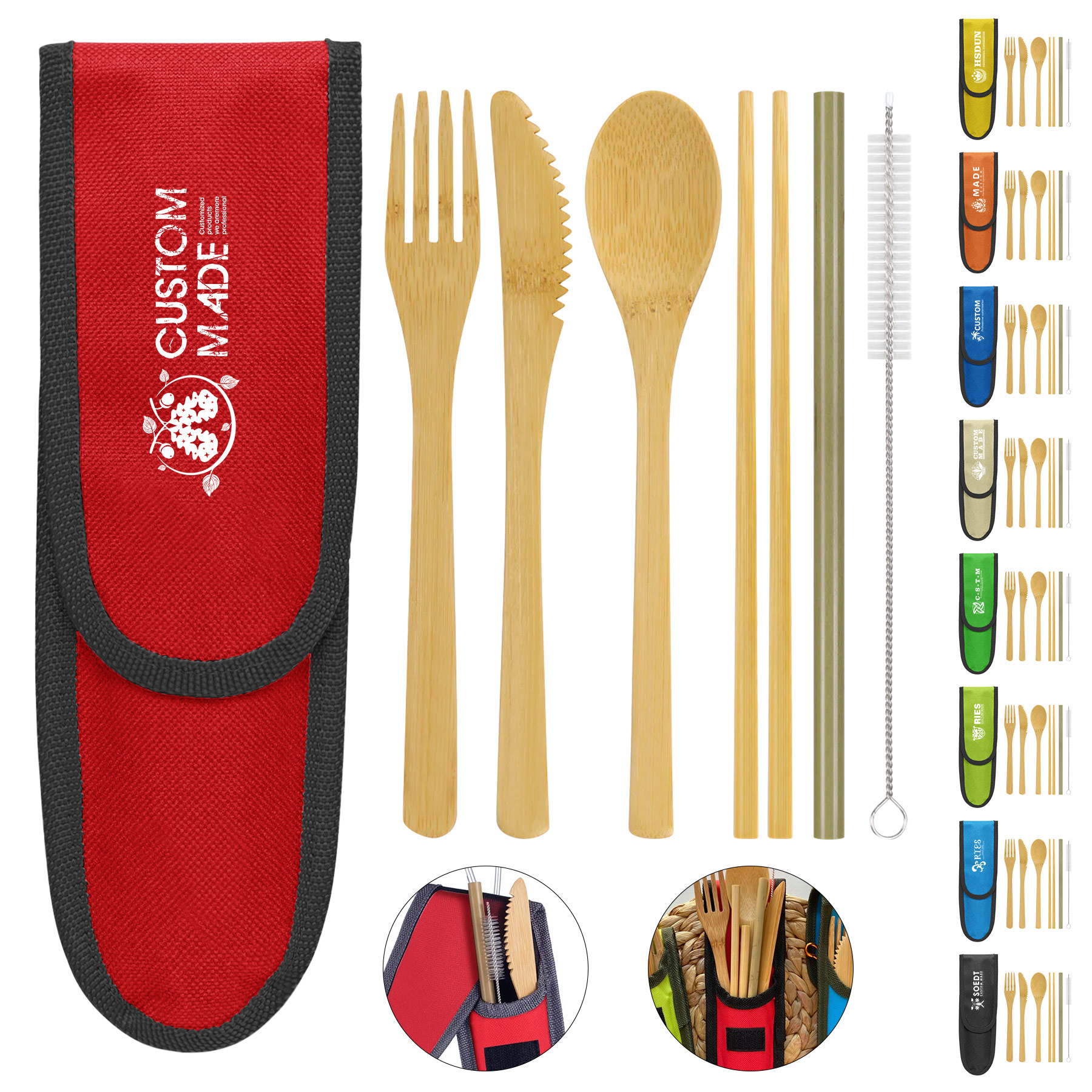 6-In-1 Bamboo Cutlery Set With Packing Pouch 11