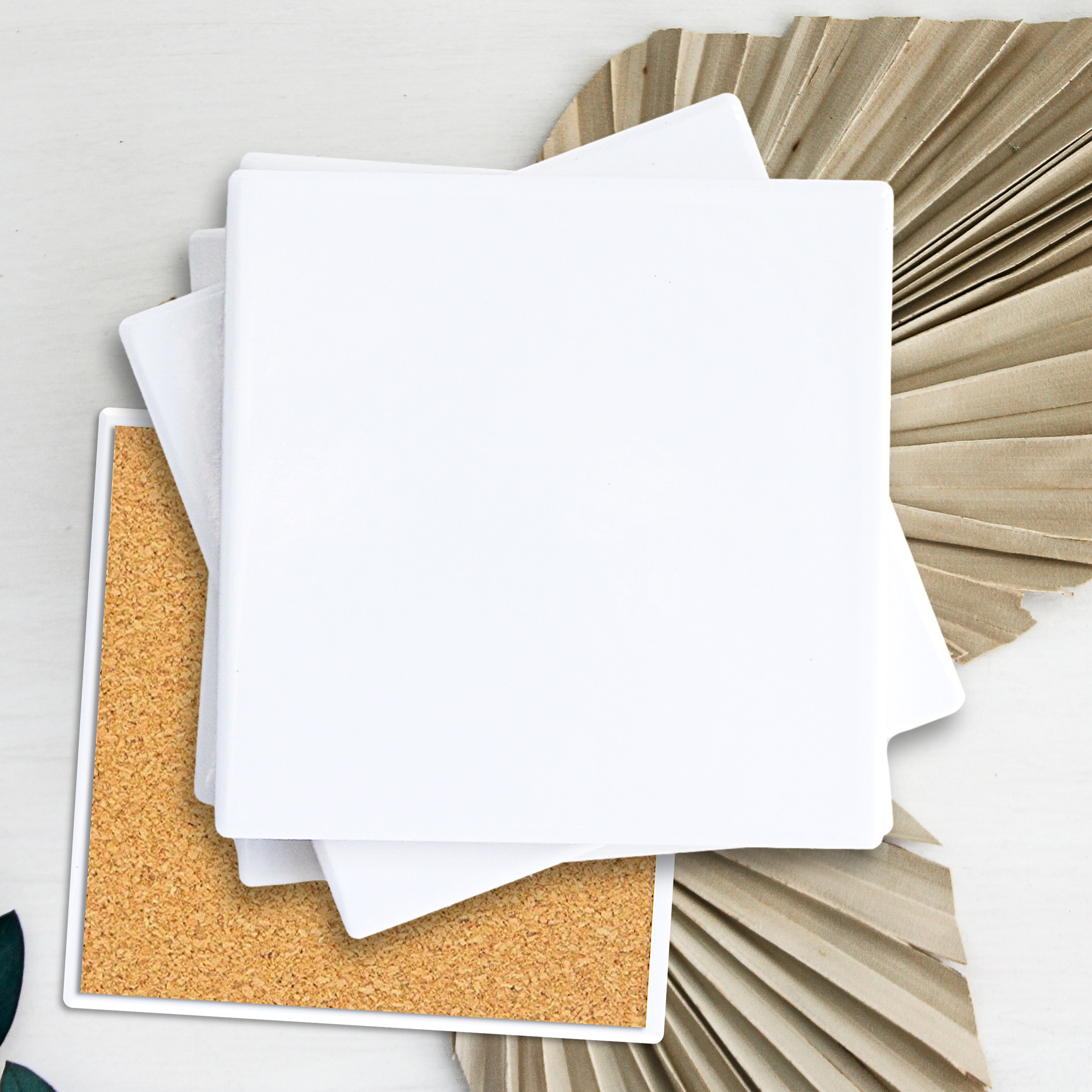 Square Coaster Semi-Gloss White Ceramic 4