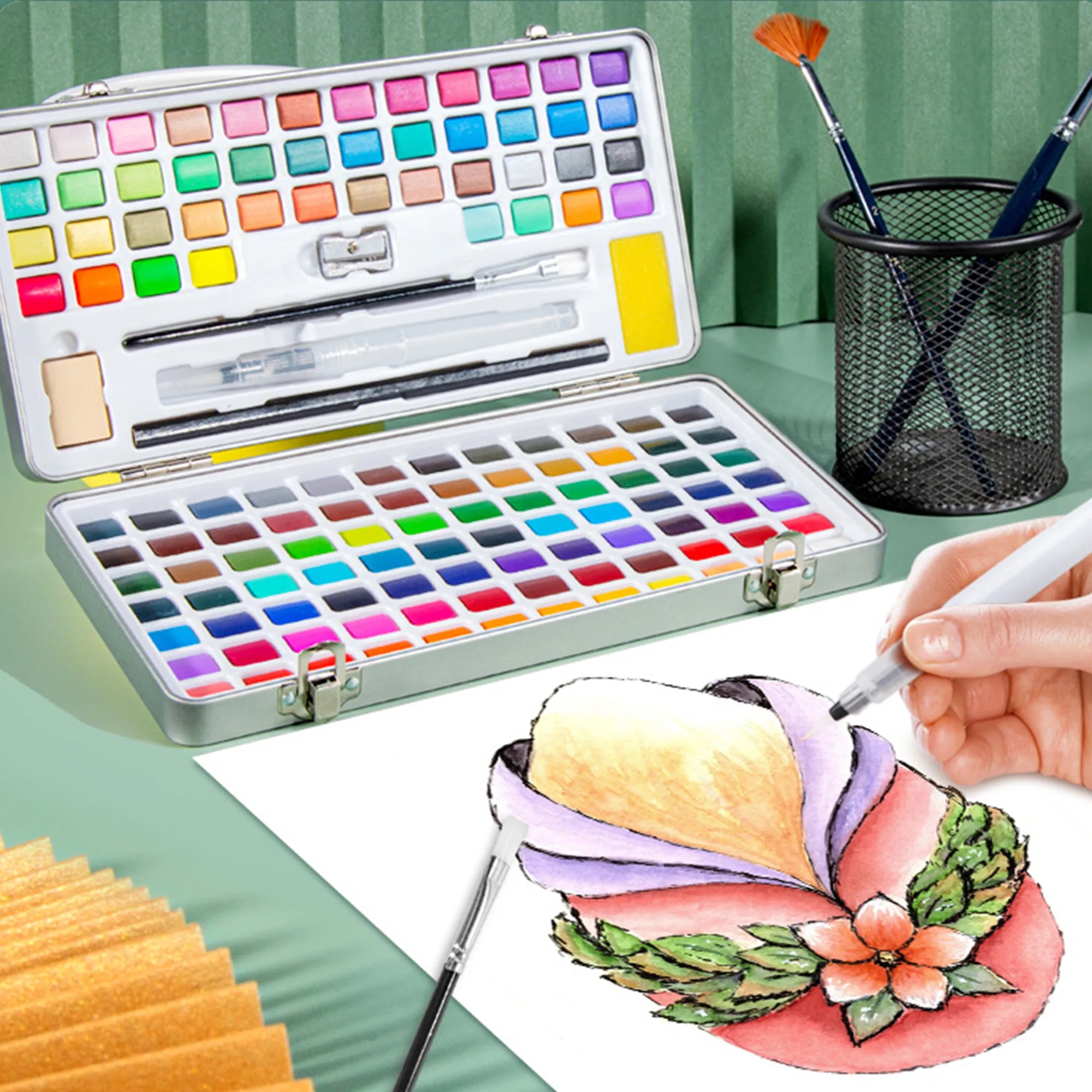 100-Color Solid Watercolor Paint Set 4