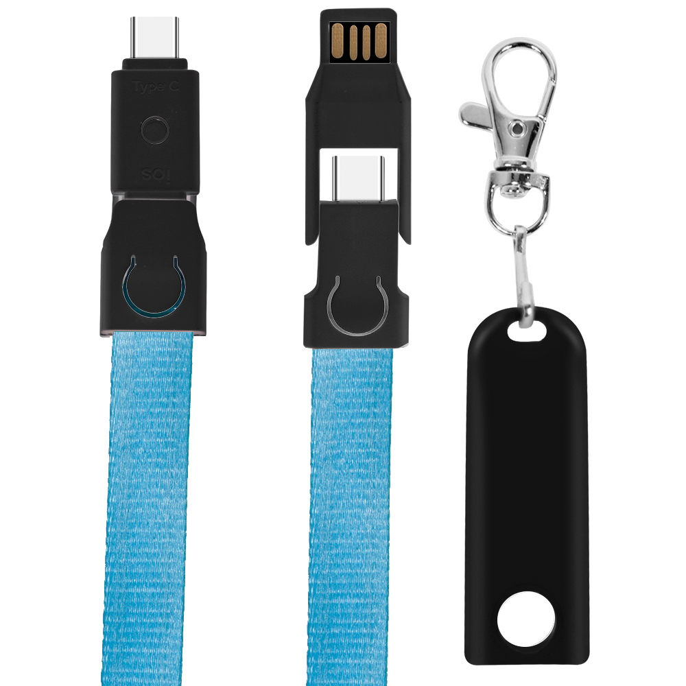 Justine Street 900cm Lanyard, 4in1 Charging Cable w/ USB Tip and Type C